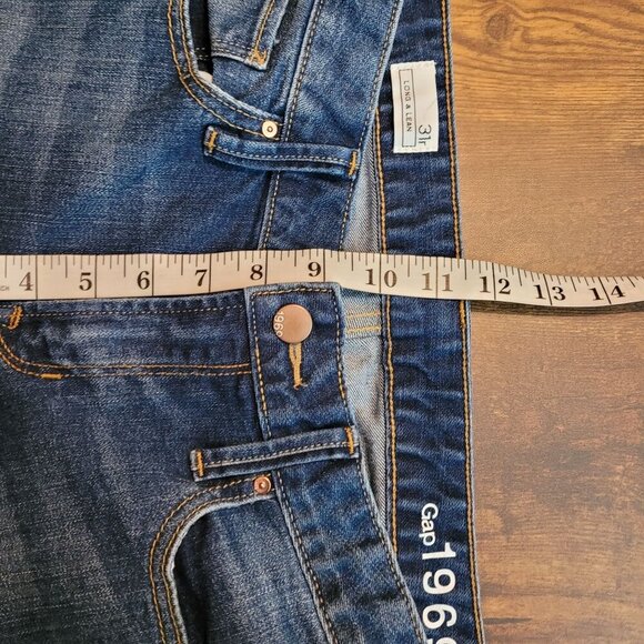 GAP 1969 Jeans Womens 31 R Wide Leg Flare Mid Rise Medium Dark Wash Stretch - Picture 7 of 10